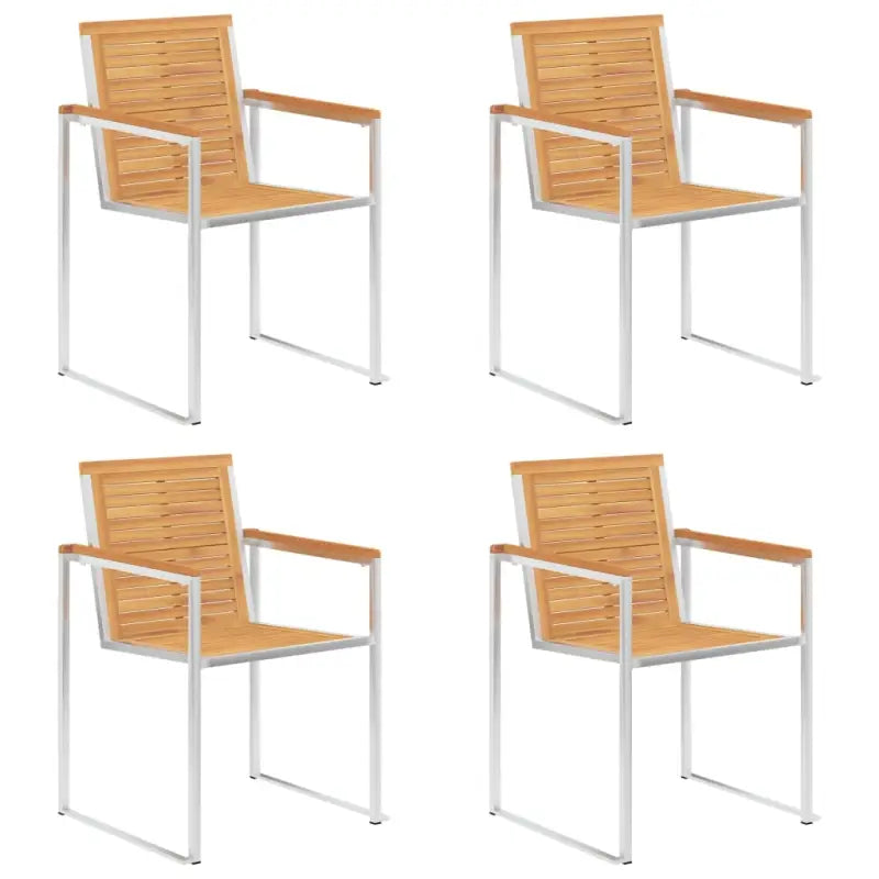 Stapelbare tuinstoelen van massief teakhout met roestvrij staal accenten - 4 / Massief teakhout - Tuinstoelen