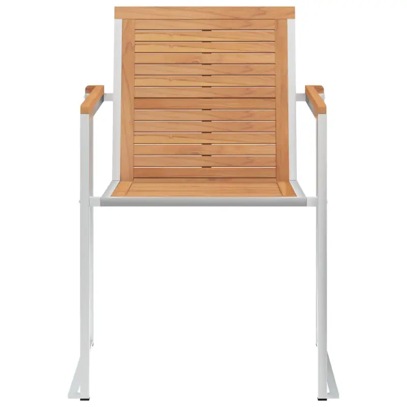 Stapelbare tuinstoelen van massief teakhout met roestvrij staal accenten - Tuinstoelen