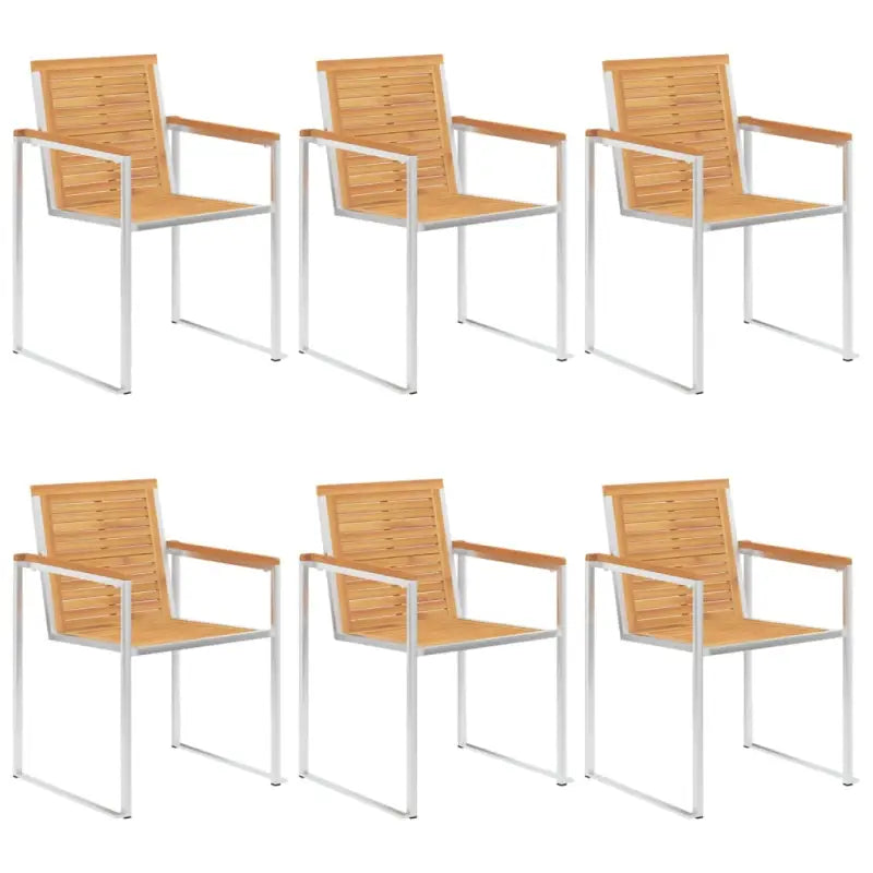 Stapelbare tuinstoelen van massief teakhout met roestvrij staal accenten - 6 / Massief teakhout - Tuinstoelen