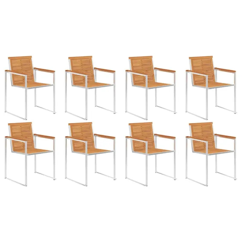 Stapelbare tuinstoelen van massief teakhout met roestvrij staal accenten - 8 / Massief acaciahout - Tuinstoelen