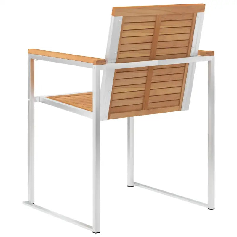 Stapelbare tuinstoelen van massief teakhout met roestvrij staal accenten - Tuinstoelen