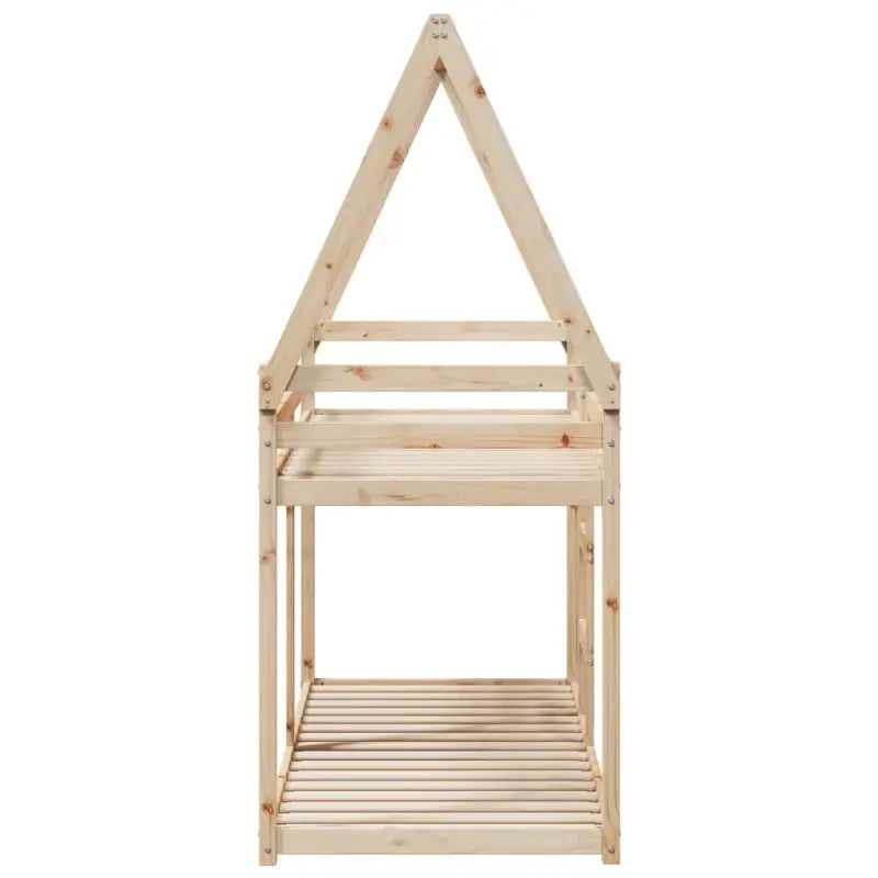 Stapelbed met bedhuis en open zijdeur in massief grenenhout - Bedden & bedframes