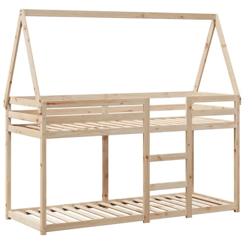Stapelbed met bedhuis en open zijdeur in massief grenenhout - Bedden & bedframes