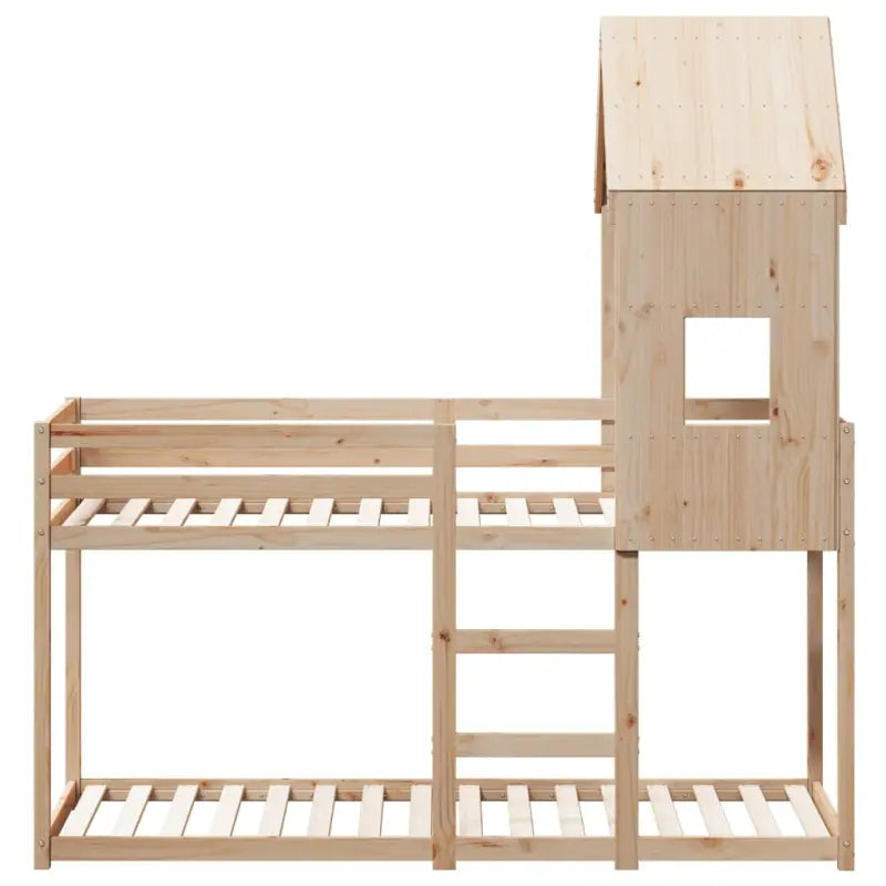 Stapelbed met bedhuis in massief grenenhout en open zijdeur - Bedden & bedframes
