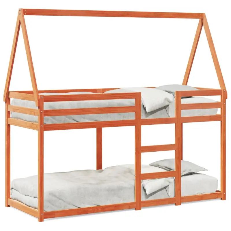 Stapelbed met bedhuis van massief grenenhout en open zijdeur - Bedden & bedframes