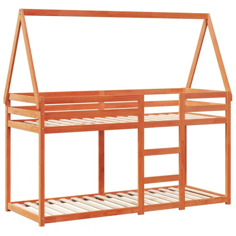 Stapelbed met bedhuis van massief grenenhout en open zijdeur - Bedden & bedframes