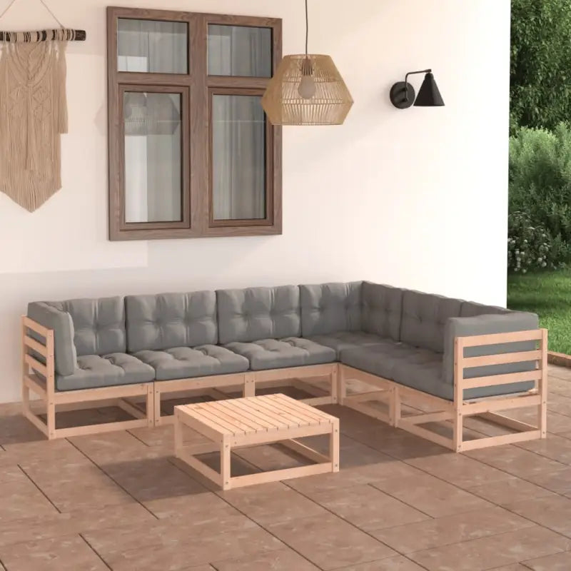 Sterke tuinset van massief grenenhout voor ontspanning en gezelligheid - Naturel / Ja - Tuinsets