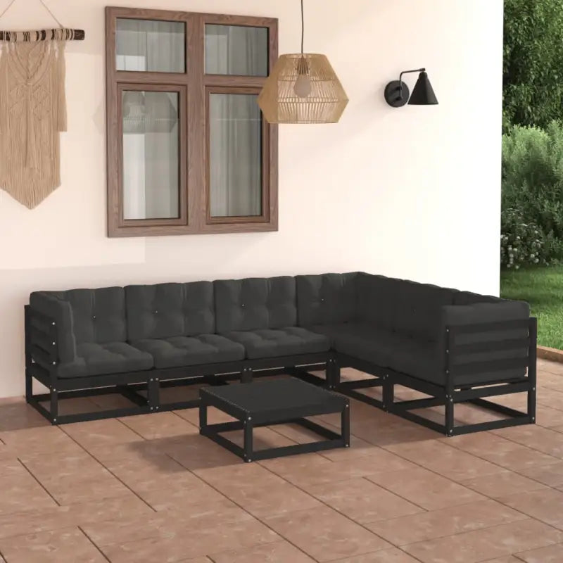 Sterke tuinset van massief grenenhout voor ontspanning en gezelligheid - Zwart / Ja - Tuinsets