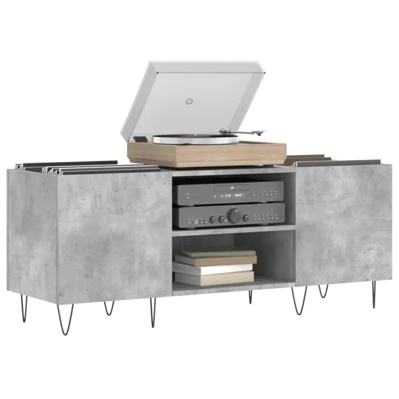 Stevige blad Platencase van bewerkt hout met ijzeren poten - Cd- & dvd-kasten