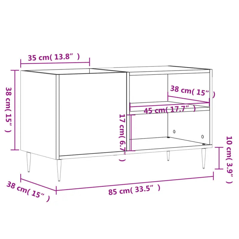 Stevige blad platenkast met ijzeren poten en bewerkt hout - Cd- & dvd-kasten