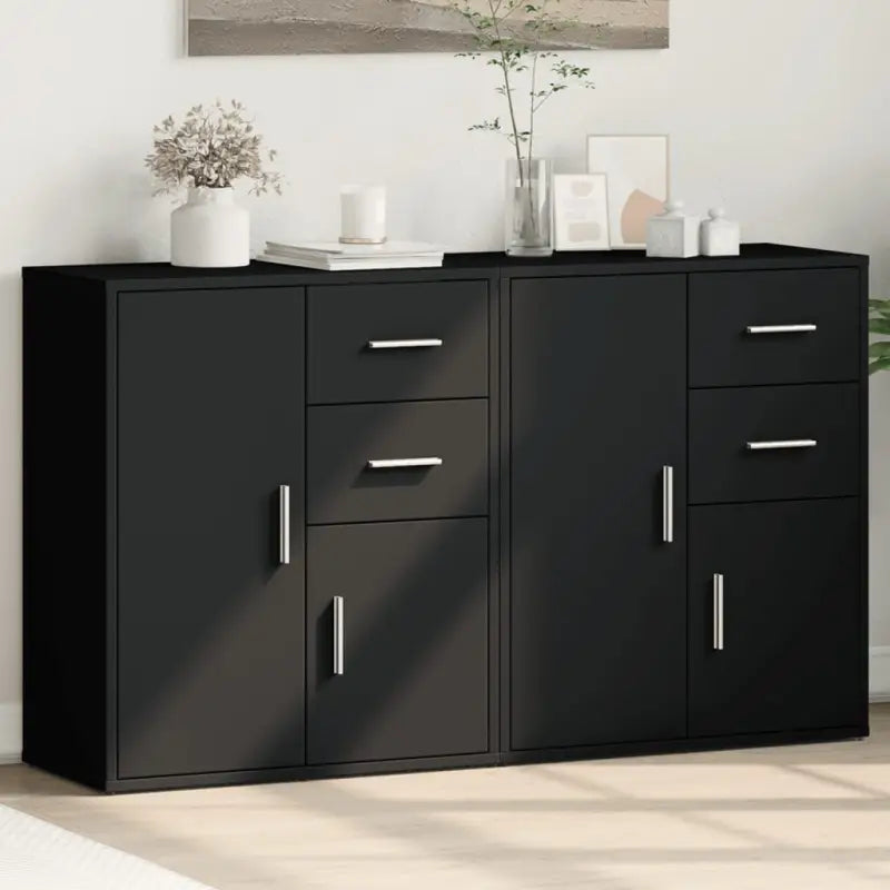 Stevige dressoirs en buffetkasten van bewerkt hout met trendy ontwerp - Zwart / 1 - Dressoirs & buffetkasten