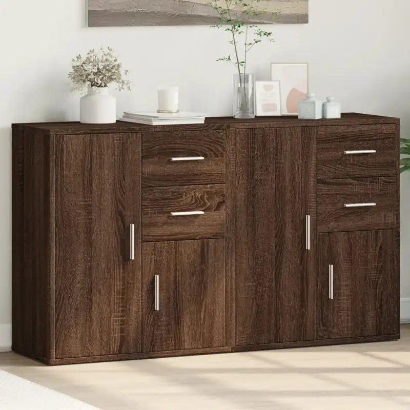 Stevige dressoirs en buffetkasten van bewerkt hout met trendy ontwerp - bruin eikenkleur / 1 - Dressoirs & buffetkasten