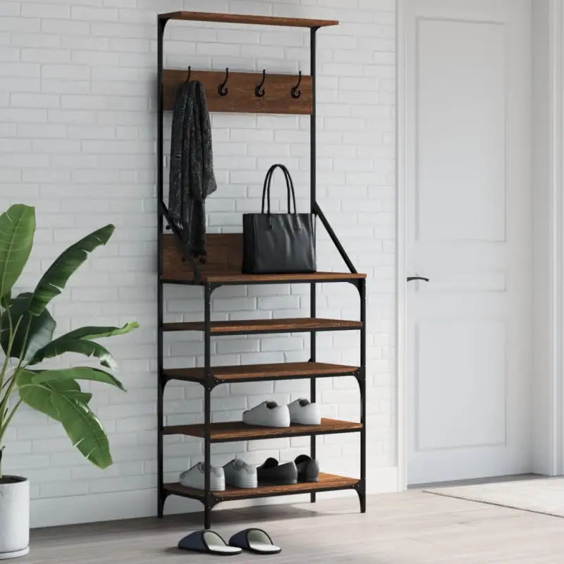 Stevige houten kledingrek voor een opgeruimde kast - bruin eikenkleur / 70 x 34 x 184 cm / 1 - Kledingrekken &