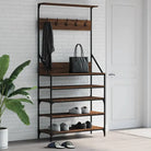 Stevige houten kledingrek voor een opgeruimde kast - bruin eikenkleur / 90 x 34 x 184 cm / 1 - Kledingrekken &