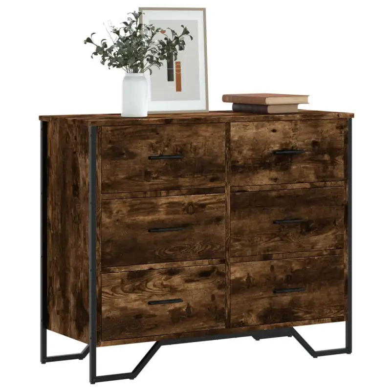 Stevige ladekast met bewerkt hout en tijdloze uitstraling - Gerookt eiken / 1 - Commodes & ladekasten
