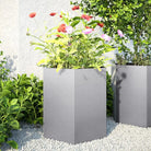 Stevige weerbestendige plantenbak voor andere buitenruimte - Gegalvaniseerd staal/Grijs / 46 x 40 x 45 cm / 2