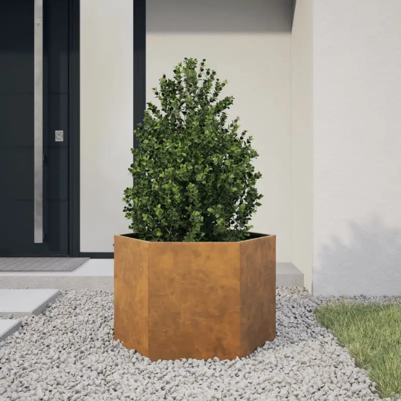 Stevige weerbestendige plantenbak voor andere buitenruimte - Cortenstaal/Bruin / 69 x 60 x 45 cm / 1 - Bloempotten &