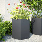Stevige weerbestendige plantenbak voor andere buitenruimte - Staal/Antracietkleurig / 46 x 40 x 45 cm / 2 - Bloempotten