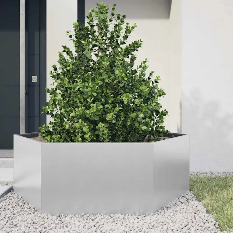 Stevige weerbestendige plantenbak voor andere buitenruimte - Gegalvaniseerd staal/Grijs / 138 x 120 x 45 cm / 1
