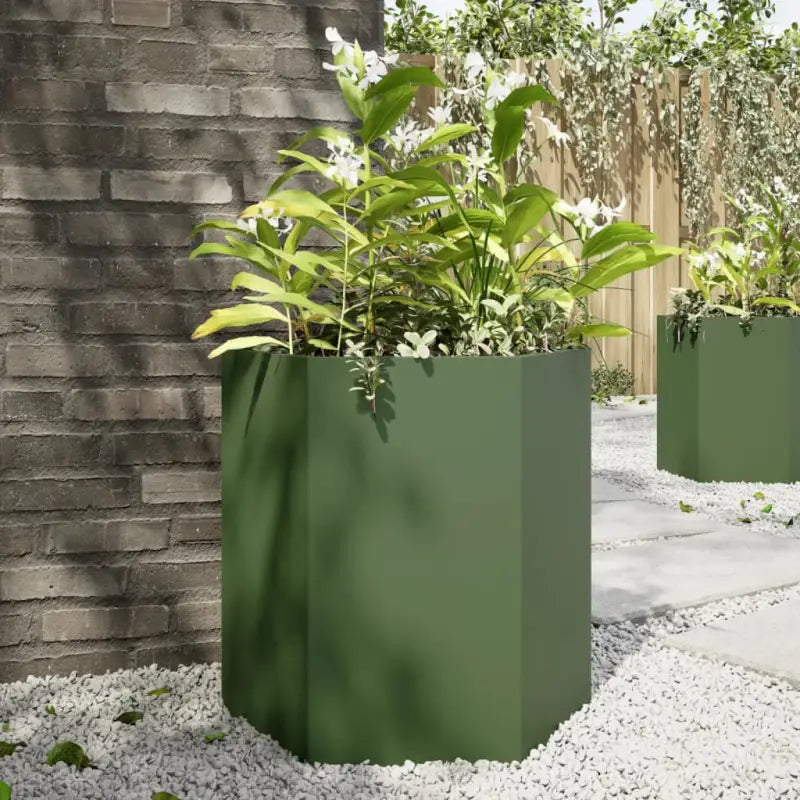 Stevige weerbestendige plantenbak voor andere buitenruimte - Staal/Groen / 46 x 40 x 45 cm / 1 - Bloempotten &