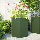 Stevige weerbestendige plantenbak voor andere buitenruimte - Staal/Groen / 46 x 40 x 45 cm / 2 - Bloempotten &