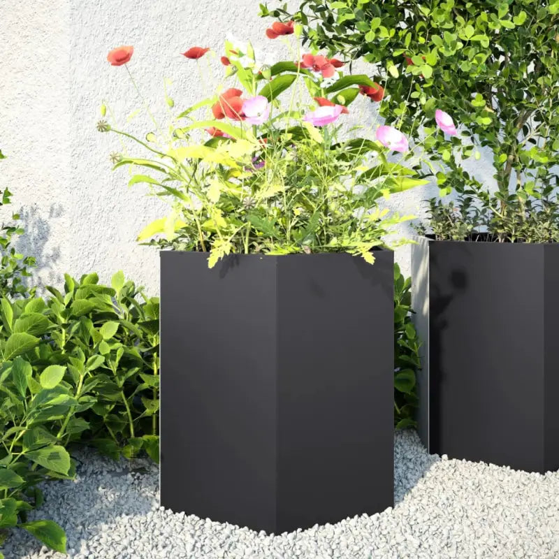Stevige weerbestendige plantenbak voor andere buitenruimte - Staal/Zwart / 46 x 40 x 45 cm / 1 - Bloempotten &