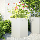 Stevige weerbestendige plantenbak voor andere buitenruimte - Staal/Wit / 46 x 40 x 45 cm / 2 - Bloempotten &