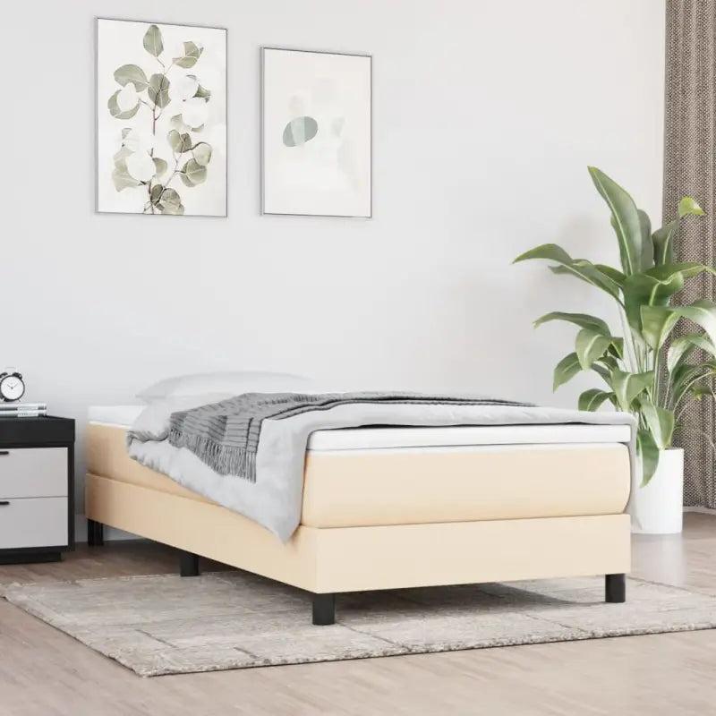 Stijlvol bedframe met multiplex lattenbodem voor optimale slaapkwaliteit - Crème / 80 x 200 cm / 25 cm - Bedden &