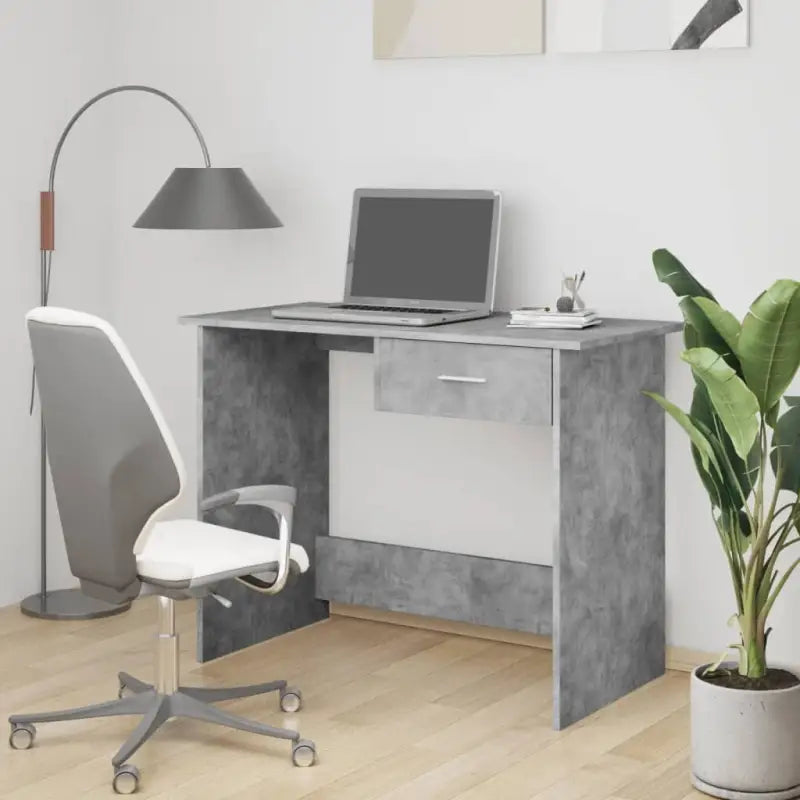 Stijlvol bureau van bewerkt hout voor studeer- of werkkamer - Betongrijs - Bureaus