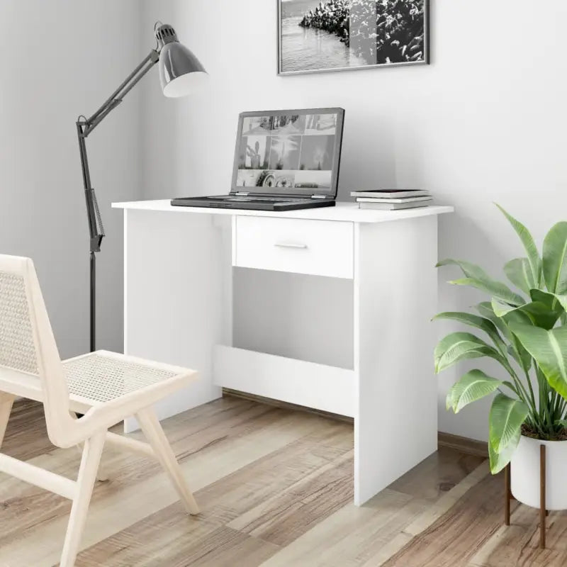 Stijlvol bureau van bewerkt hout voor studeer- of werkkamer - Wit - Bureaus