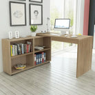 Stijlvol Computerbureau met Boekenkast voor Huis of Kantoor - Eiken - Bureaus