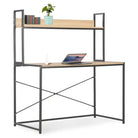 Stijlvol computerbureau met gepoedercoat metaal en groot werkgebied - Zwart en eiken / Bureau met boekenplank - Bureaus