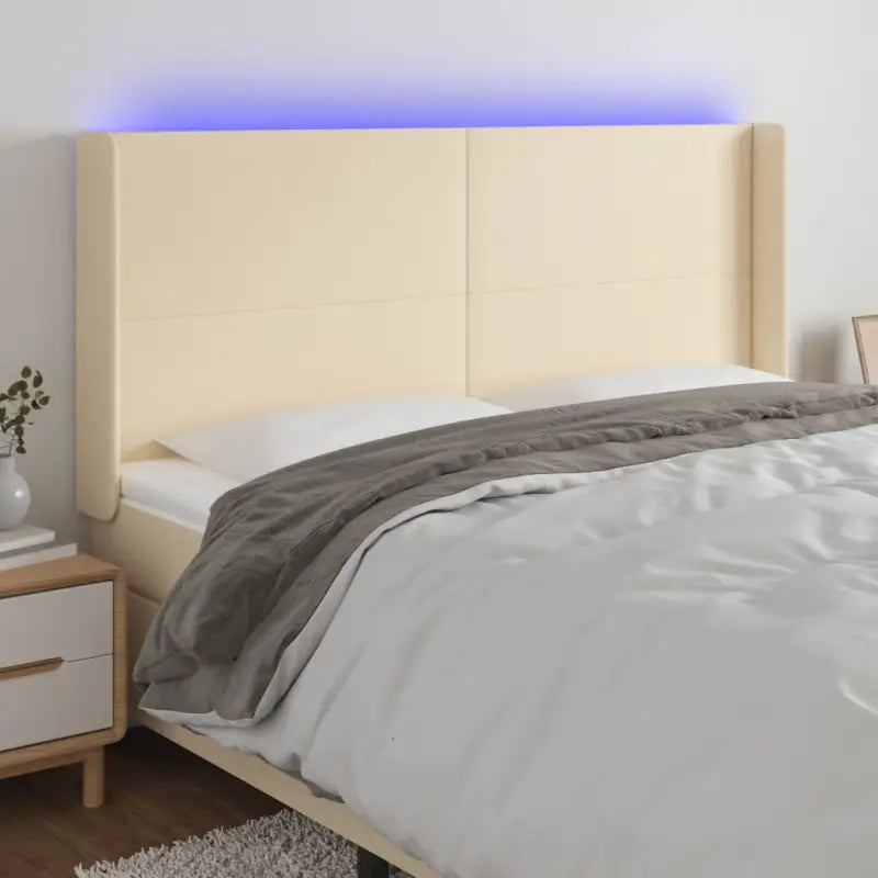 Stijlvol LED Hoofdbord voor een Moderne Slaapkamer - Crème / 203 x 16 x 118/128 cm / 1 - Hoofdborden en voetborden