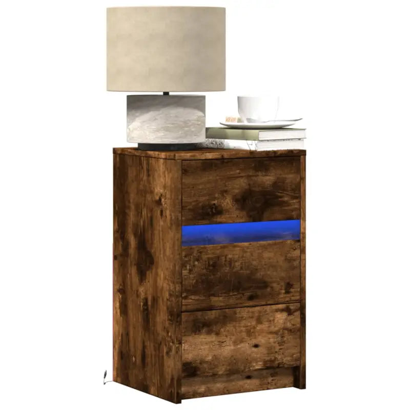 Stijlvol nachtkastje gemakkelijk te plaatsen met bewerkt hout en duurzaamheid - Gerookt eiken / 1 - Nachtkastjes