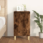 Stijlvol nachtkastje met houten poten en bewerkt hout voor een elegante inrichting - Gerookt eiken / 1 - Nachtkastjes