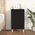 Stijlvol nachtkastje met houten poten en bewerkt hout voor een elegante inrichting - Zwart / 1 - Nachtkastjes