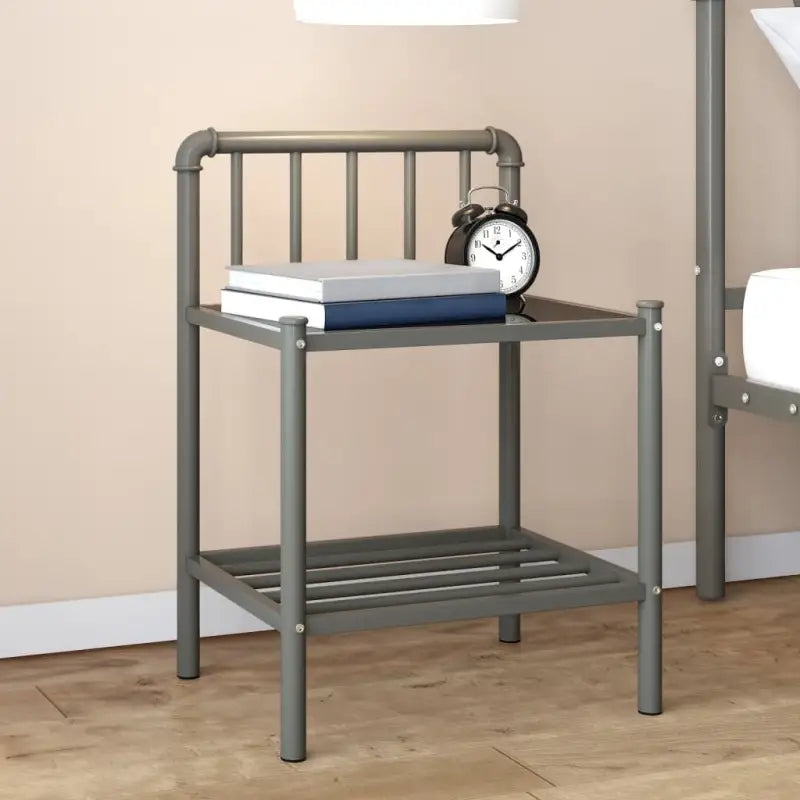 Stijlvol Nachtkastje met Metaal Frame - Grijs en zwart / 1 - Nachtkastjes