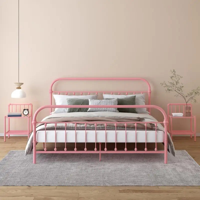 Stijlvol Nachtkastje met Metaal Frame - roze en transparant / 2 - Nachtkastjes