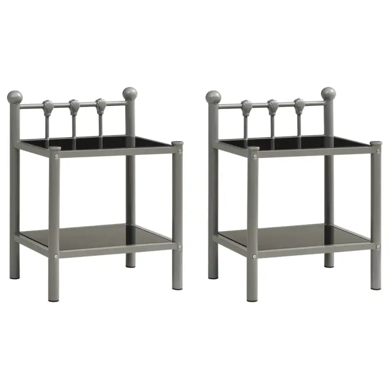 Stijlvol nachtkastje met metalen frame voor een modern interieur - Grijs en zwart / 2 - Nachtkastjes