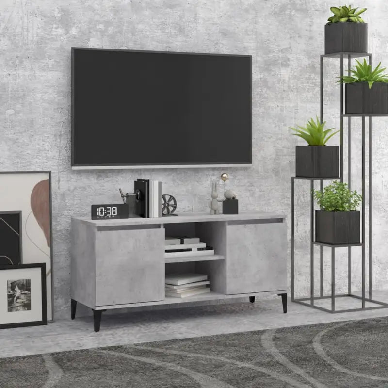 Stijlvol Tv-meubel met metalen poten en industriële charme - Betongrijs / 1 - Tv-meubels