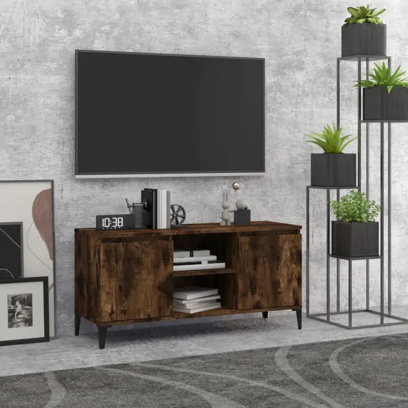 Stijlvol Tv-meubel met metalen poten en industriële charme - Gerookt eiken / 1 - Tv-meubels