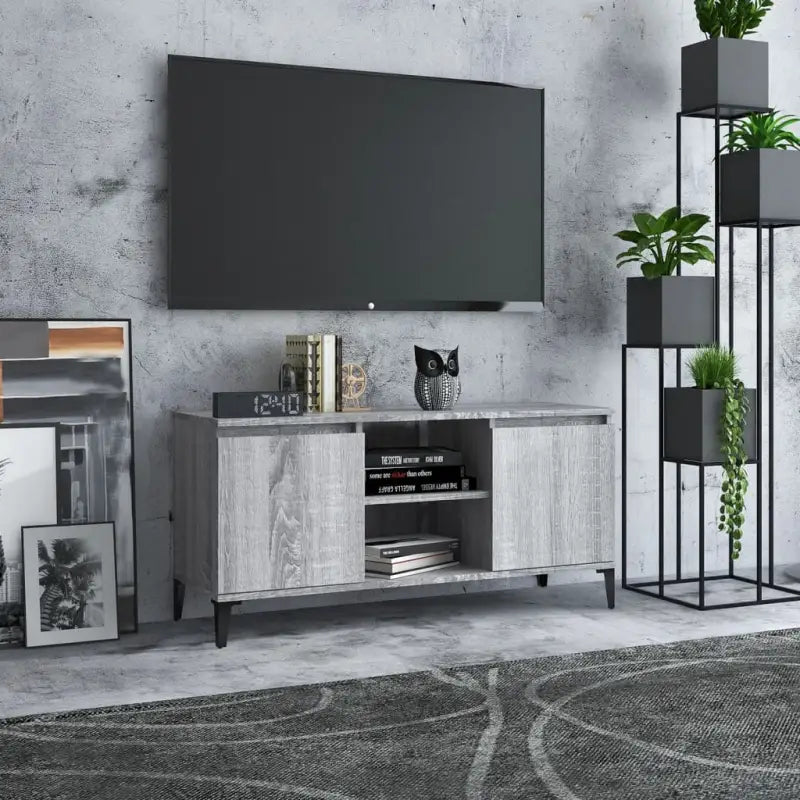 Stijlvol Tv-meubel met metalen poten en industriële charme - Grijs sonoma / 1 - Tv-meubels