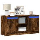 Stijlvol tv-meubel van bewerkt hout met LED-verlichting en stabiel ontwerp - Gerookt eiken / 1 / 100 cm - Tv-meubels