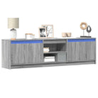 Stijlvol tv-meubel van bewerkt hout met LED-verlichting en stabiel ontwerp - Grijs sonoma / 1 / 180 cm - Tv-meubels