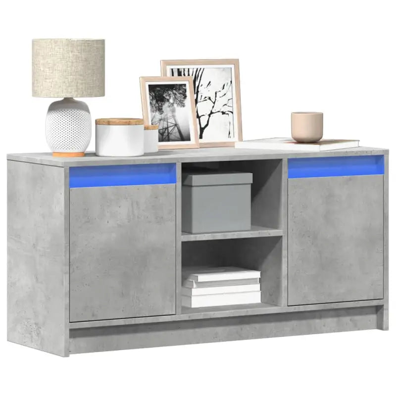 Stijlvol tv-meubel van bewerkt hout met LED-verlichting en stabiel ontwerp - Betongrijs / 1 / 100 cm - Tv-meubels