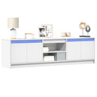 Stijlvol tv-meubel van bewerkt hout met LED-verlichting en stabiel ontwerp - Wit / 1 / 180 cm - Tv-meubels