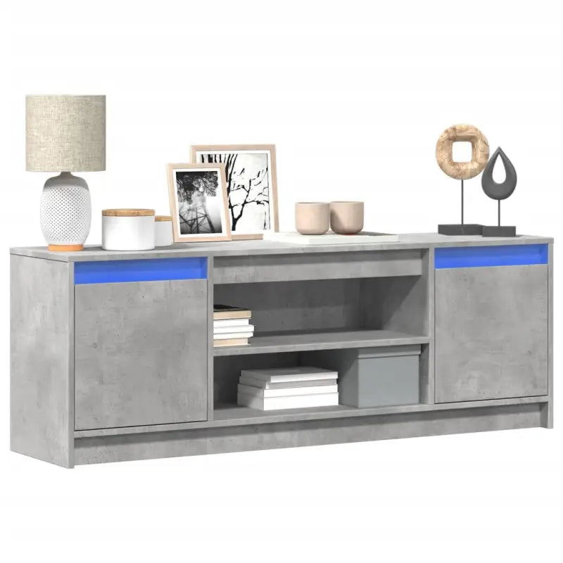 Stijlvol tv-meubel van bewerkt hout met LED-verlichting en stabiel ontwerp - Betongrijs / 1 / 139.5 cm - Tv-meubels