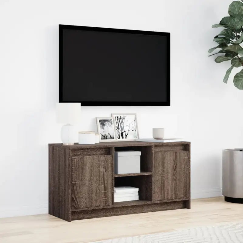 Stijlvol tv-meubel van bewerkt hout met LED-verlichting en stabiel ontwerp - Tv-meubels