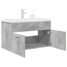 Stijlvolle badkamerkast met ingebouwde wasbak en opbergruimte - Betongrijs / 80 x 38.5 x 46 cm / met kraan