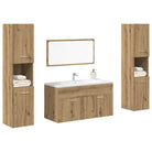 Stijlvolle badkamermeubelset met hoge kast en extra opbergruimte - artisanaal eikenkleurig / 90 x 38.5 x 46 cm / 4
